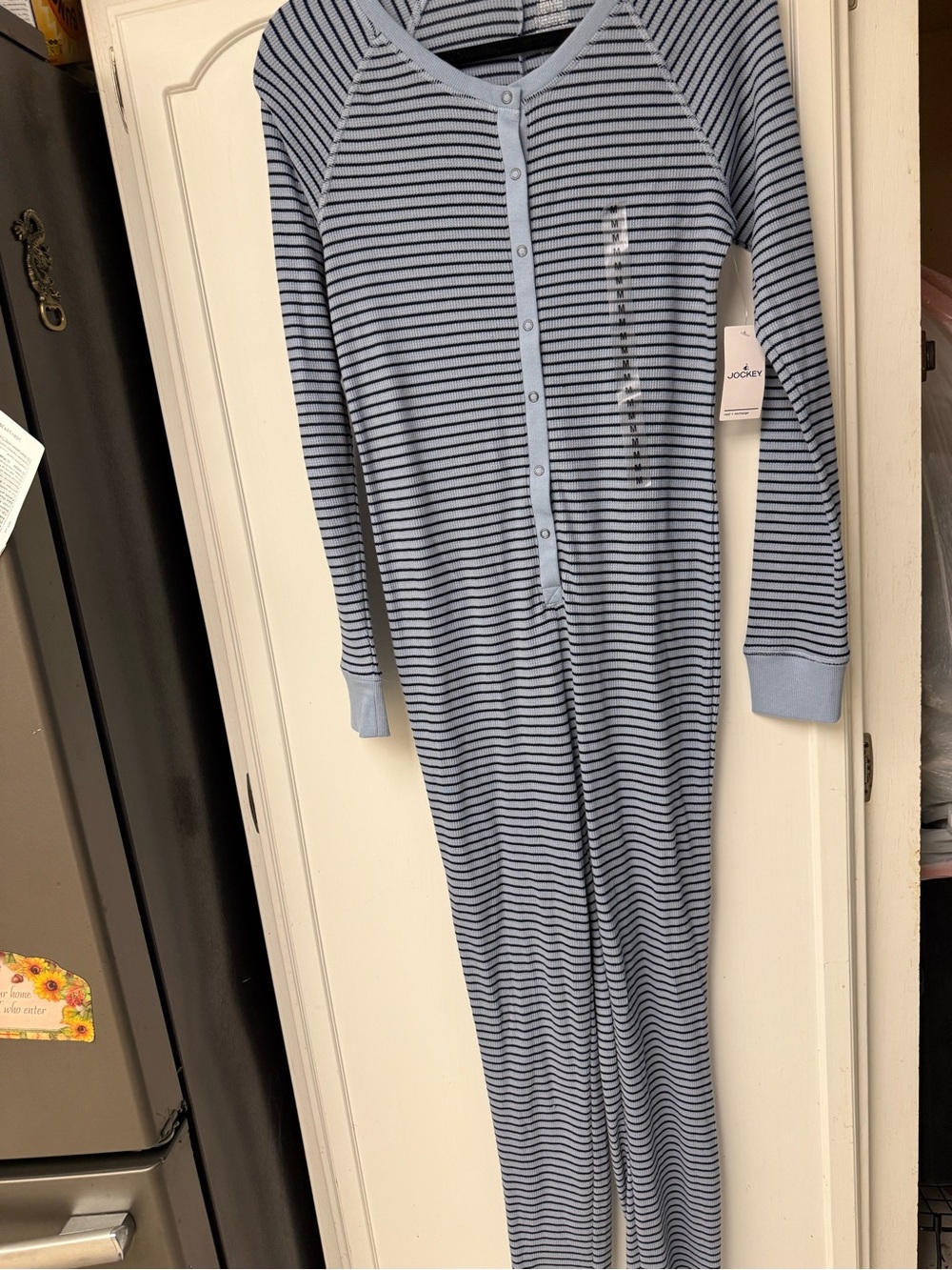 Jockey Light Gray and Black Striped Knit Top